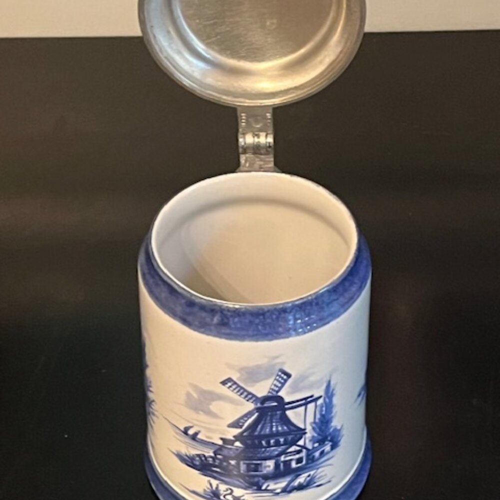 Vintage MARZI & REMY German Lidded Cobalt Blue Stein 6 1/2" tall